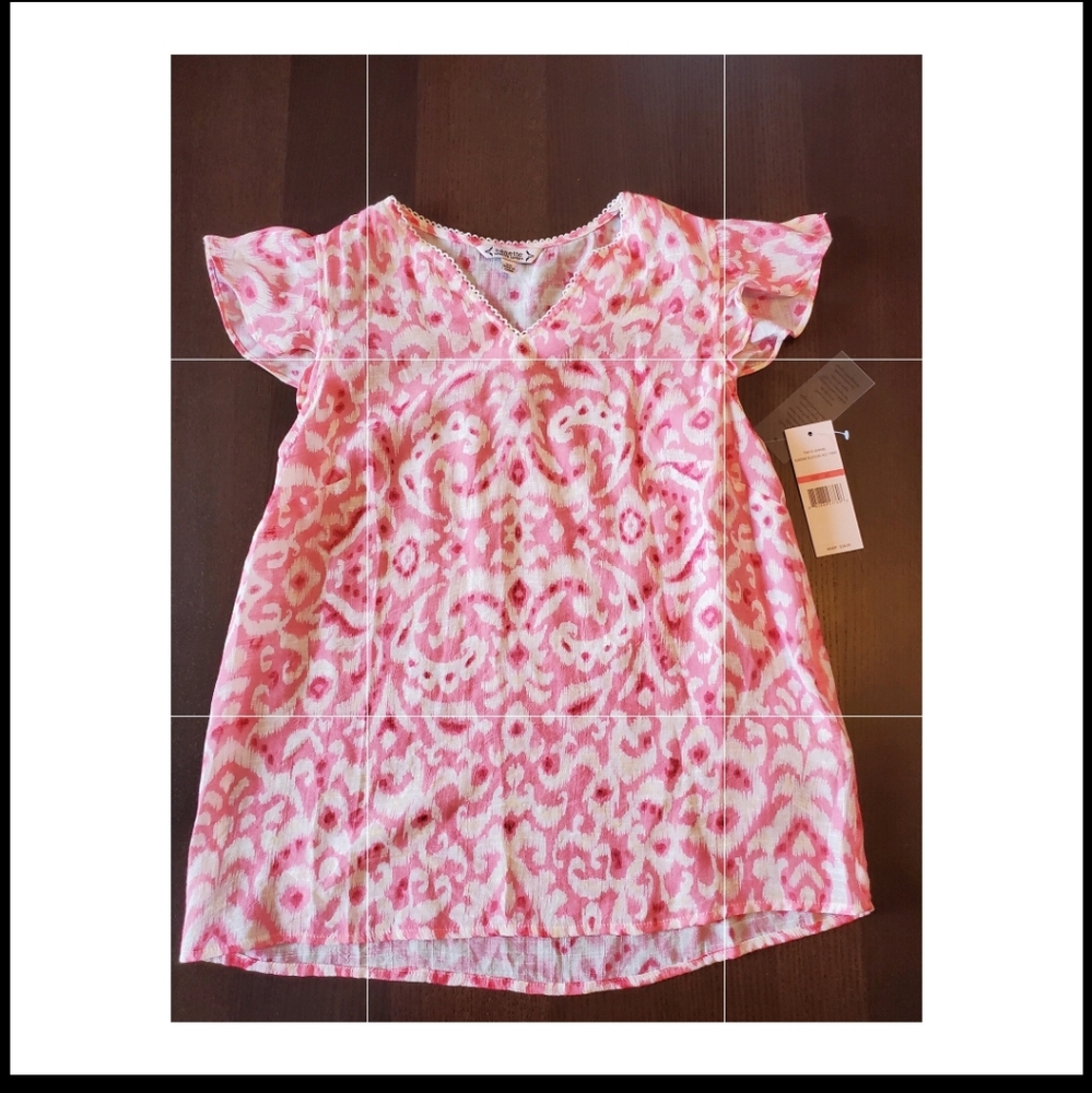 Nanette Lapore flutter sleeve blouse size XS  pink print casual v neck floral